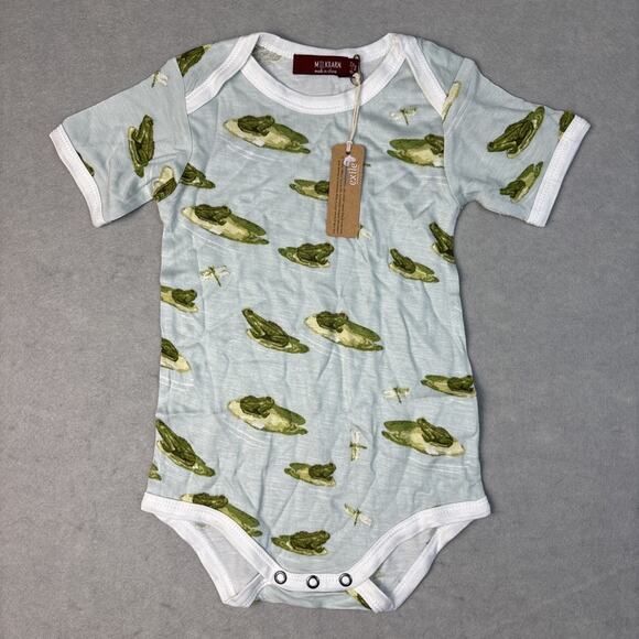 Milkbarn Bamboo Cotton Snap One Piece Frogs 6-12‎ Months Boy/Girl Mint Green - Picture 1 of 6